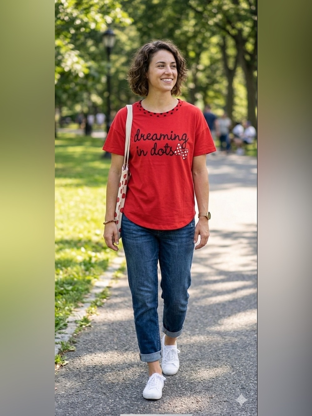Disney Minnie Dots Red Dreaming In Dots Graphic‎ T-Shirt Womens Small
